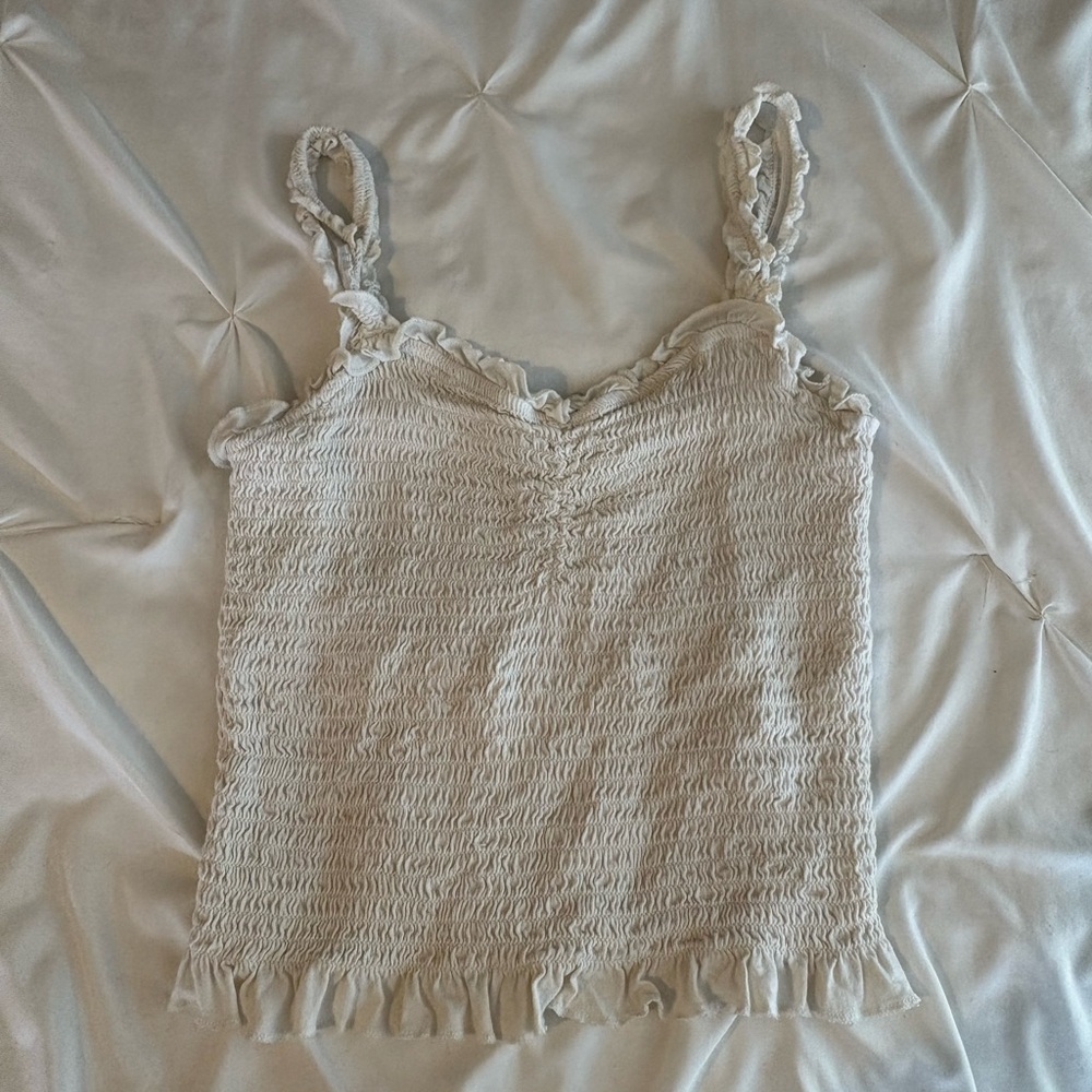 Hollister Cream Smocked Ruffle Camisole